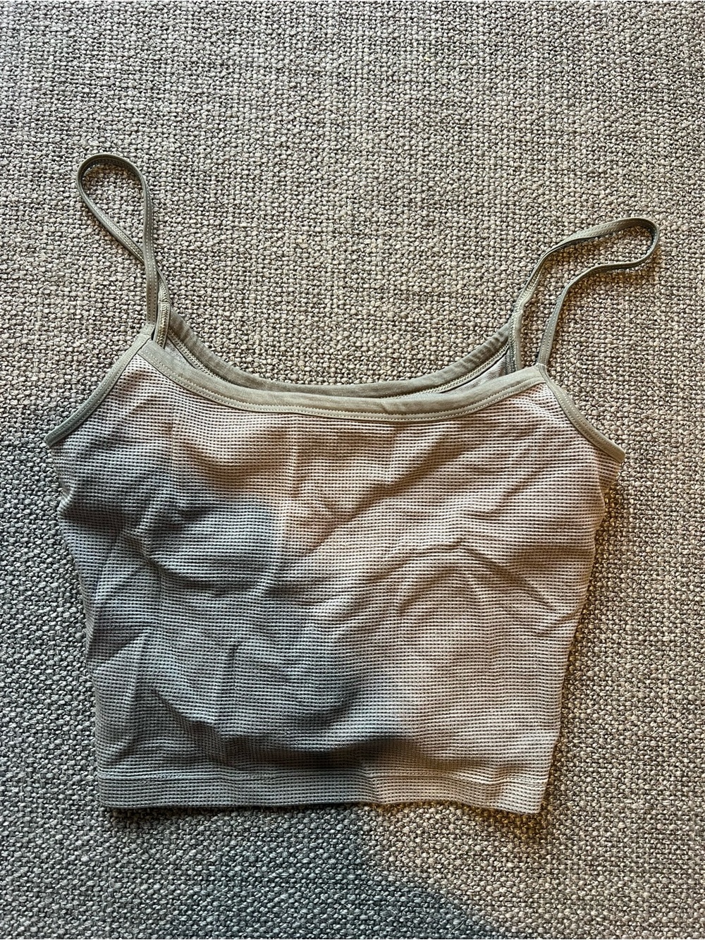 Vuori Grey Waffle/Ribbed Tank Crop Top
